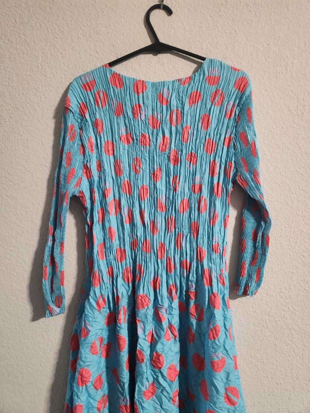 Alquema 3/4th Sleeve Smash Dress “Aqua Eclipse” Crinkly pockets midi sz 1 (US 6) - Picture 6 of 8